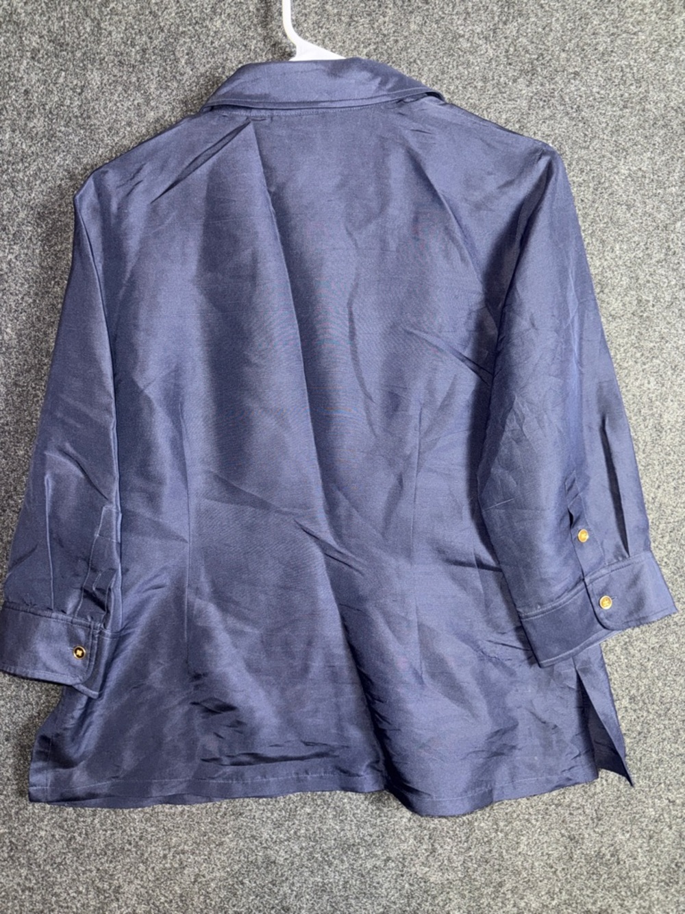 Lauren Ralph Lauren 100% Silk Navy Shirt with Gold Buttons Medium - Picture 6 of 6